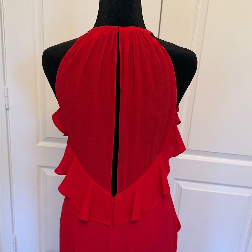 Whistles Red Ruffle-Shoulder Jumpsuit - Picture 8 of 14